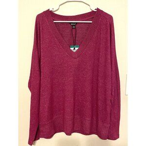 New NWT Buffalo David Bitton Purple Super Soft V-Neck Long Sleeve Top Size XL